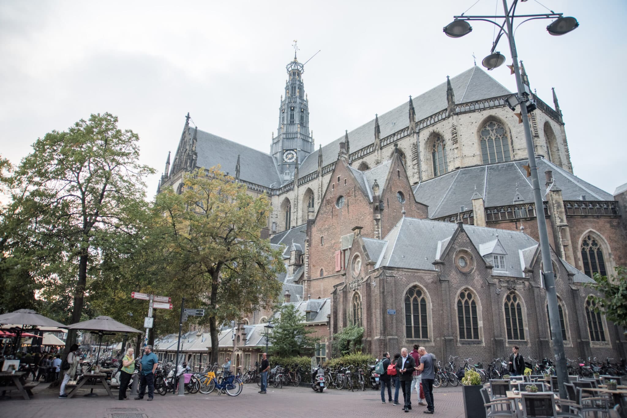 A busy Square at the Grote Kerk Haarlem